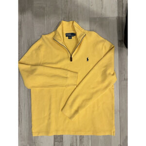 Polo Ralph Lauren $135 L Yellow Estate-Rib 100% Cotton Quarter Zip Pullover Pony